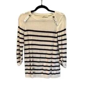 Striped Button-Detail Sweater